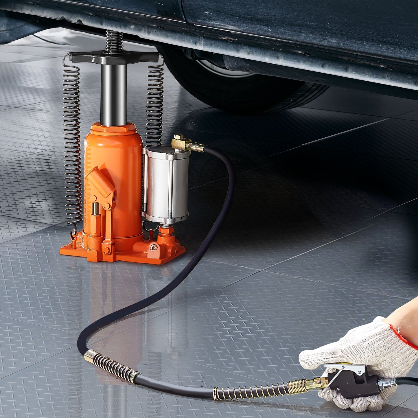 Air Hydraulic Bottle Jack, 20 Ton (44092 lbs) Capacity, 260-495 mm