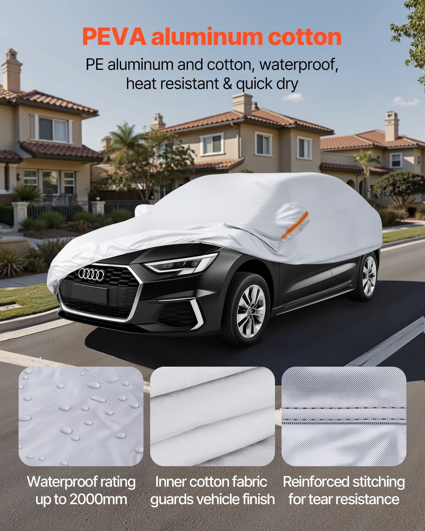 Car Cover, Car Cover Waterproof for Mid Size European Sedan Cars
