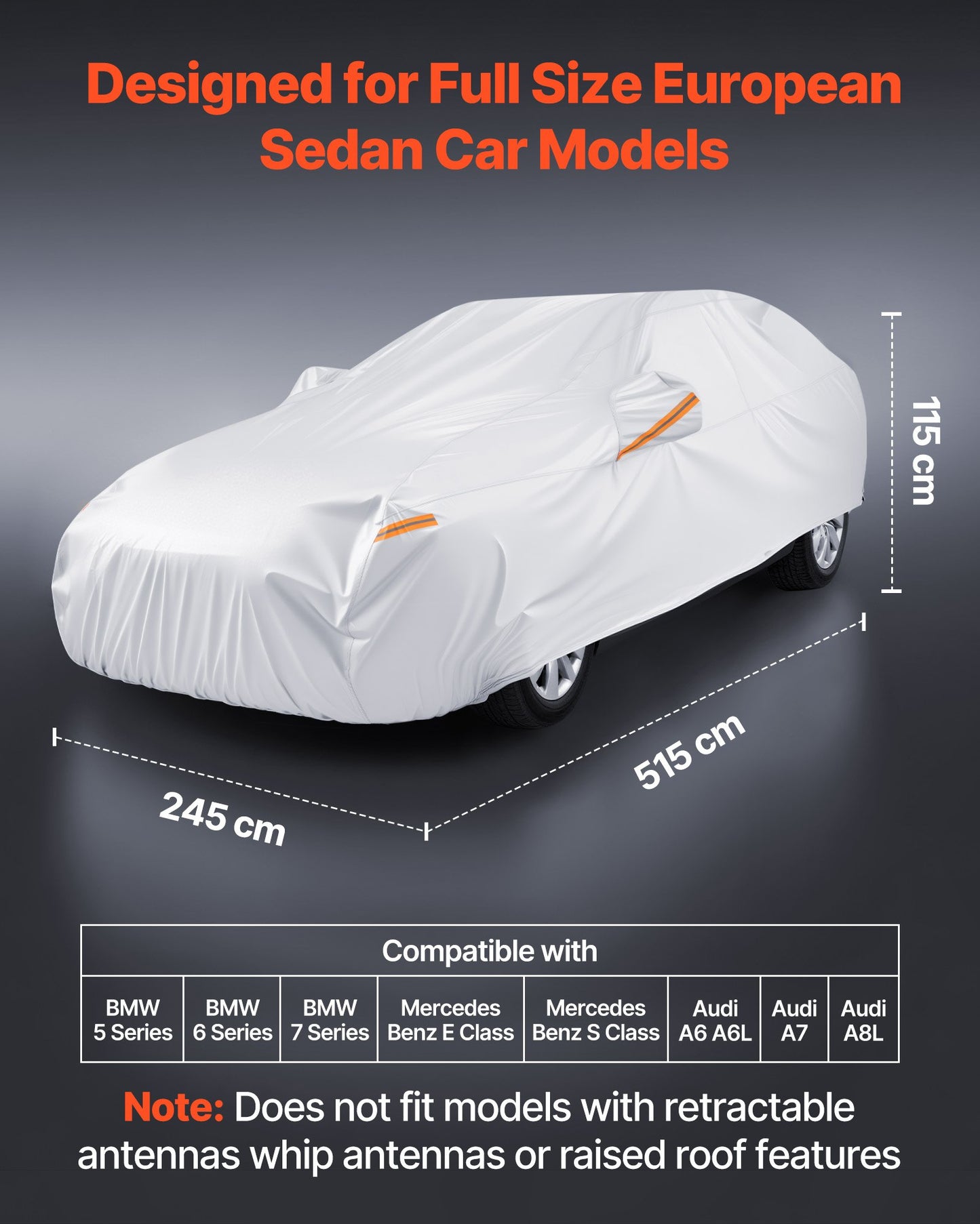 Car Cover, Car Cover Waterproof for Full Size European Sedan Cars