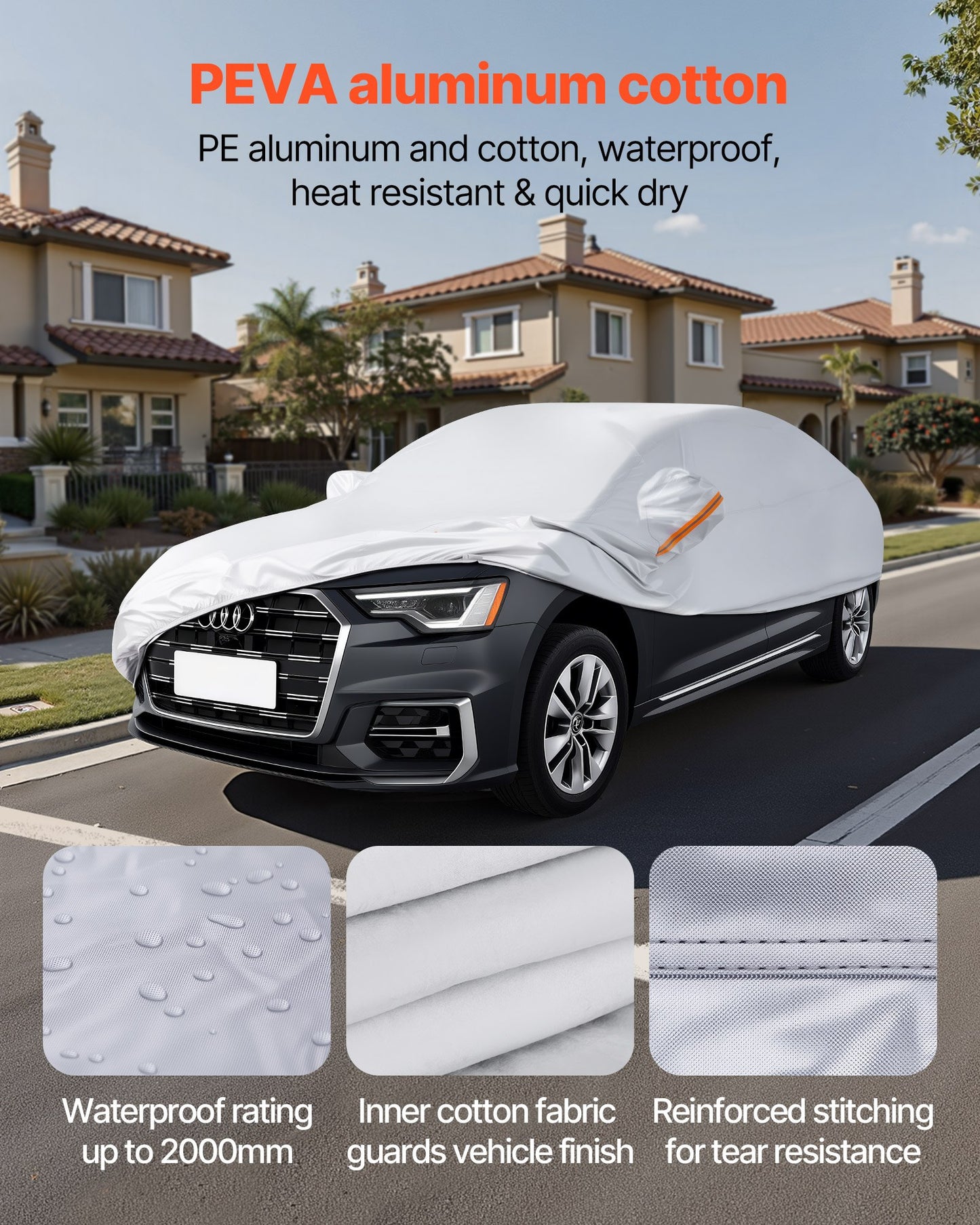 Car Cover, Car Cover Waterproof for Full Size European Sedan Cars