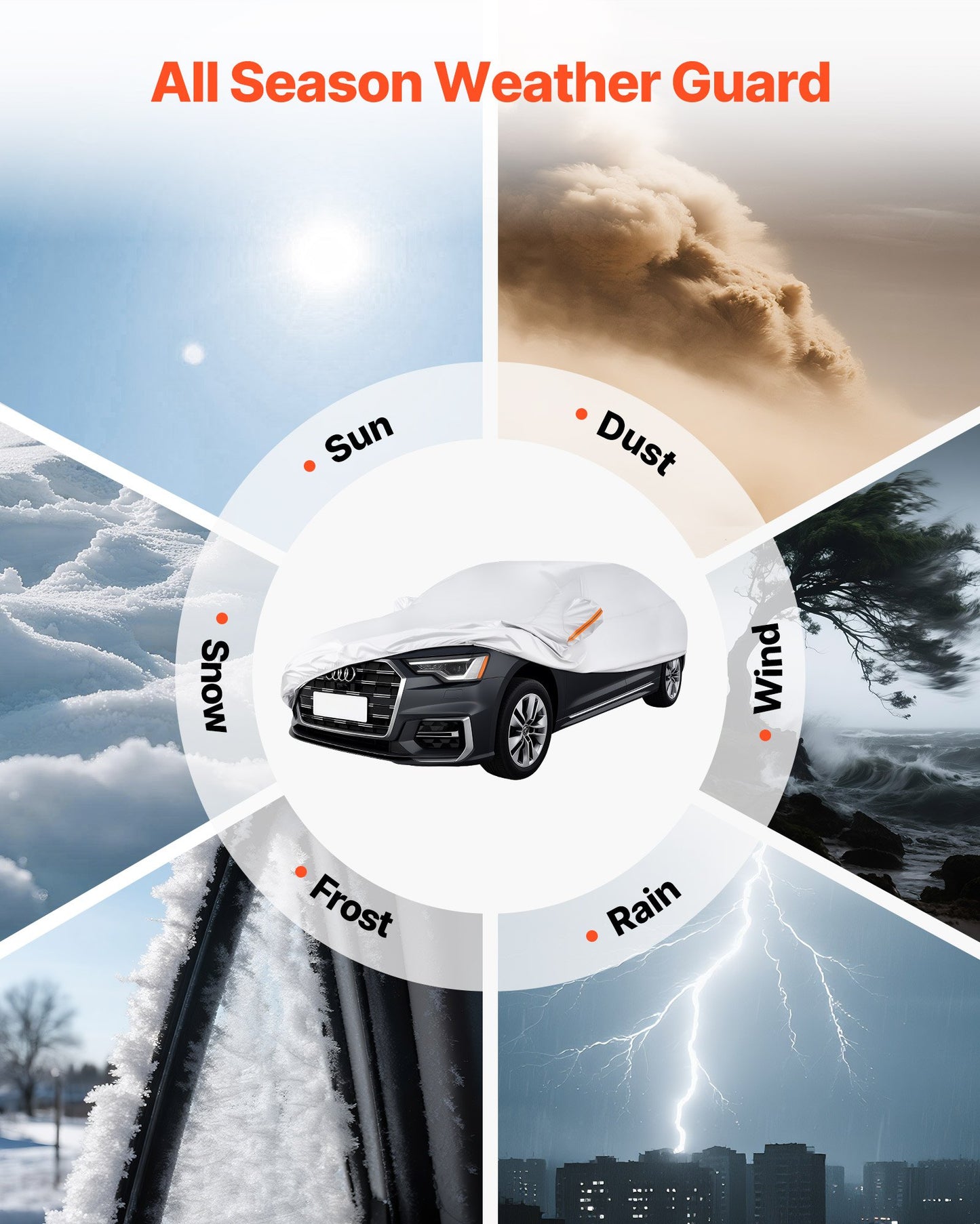 Car Cover, Car Cover Waterproof for Full Size European Sedan Cars