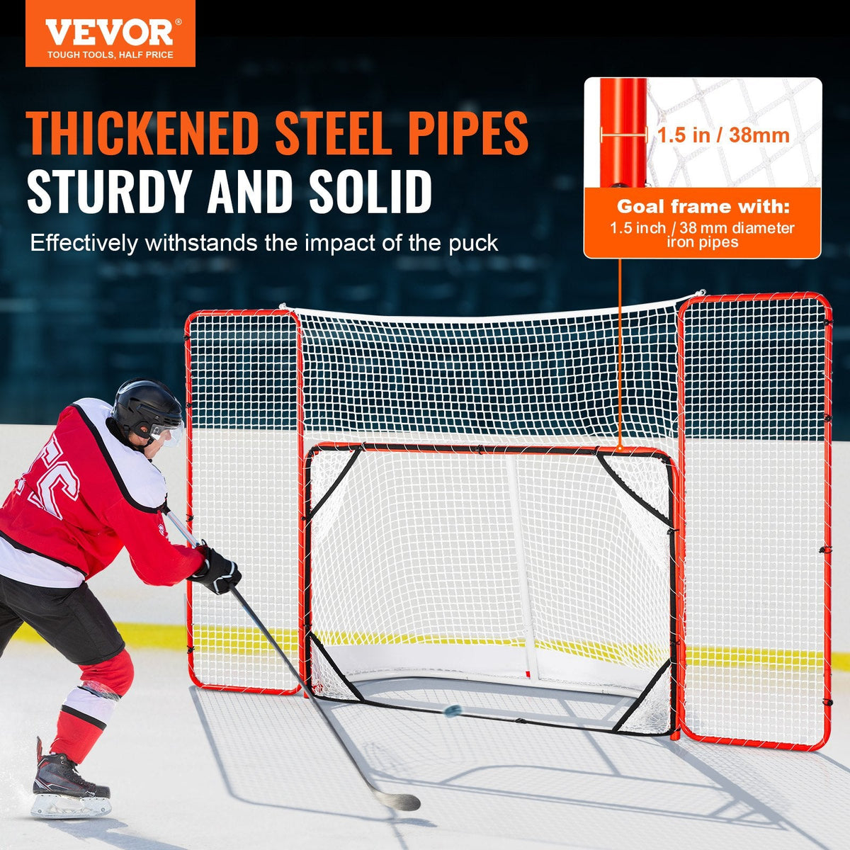 VEVOR Hockey Goal with Backstop and Targets Street Outdoor Steel