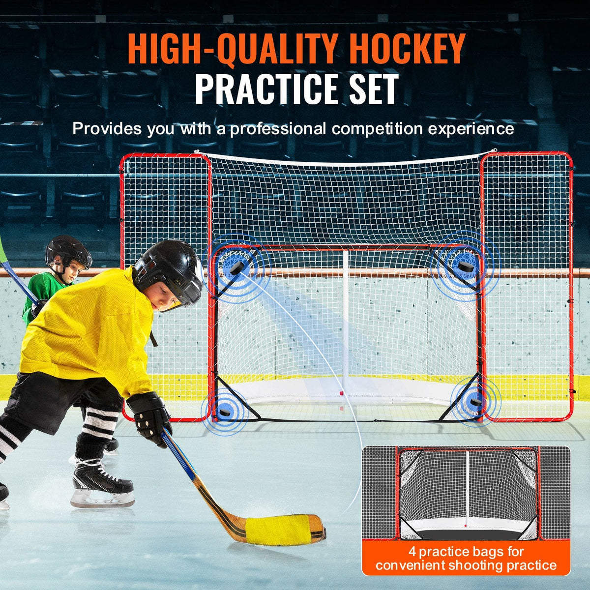 VEVOR Hockey Goal with Backstop and Targets Street Outdoor Steel