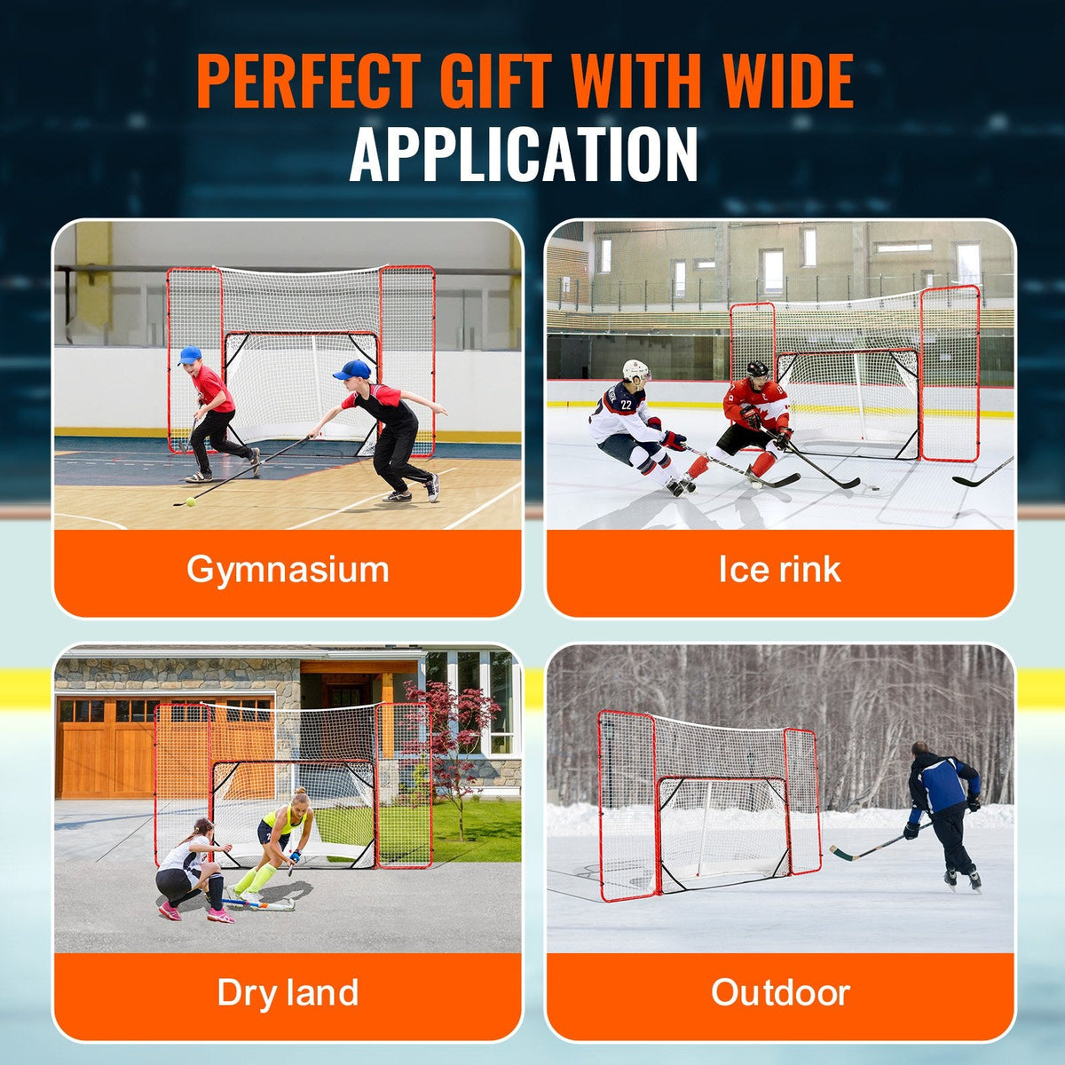 VEVOR Hockey Goal with Backstop and Targets Street Outdoor Steel