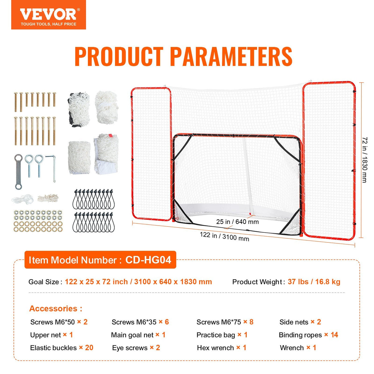 VEVOR Hockey Goal with Backstop and Targets Street Outdoor Steel