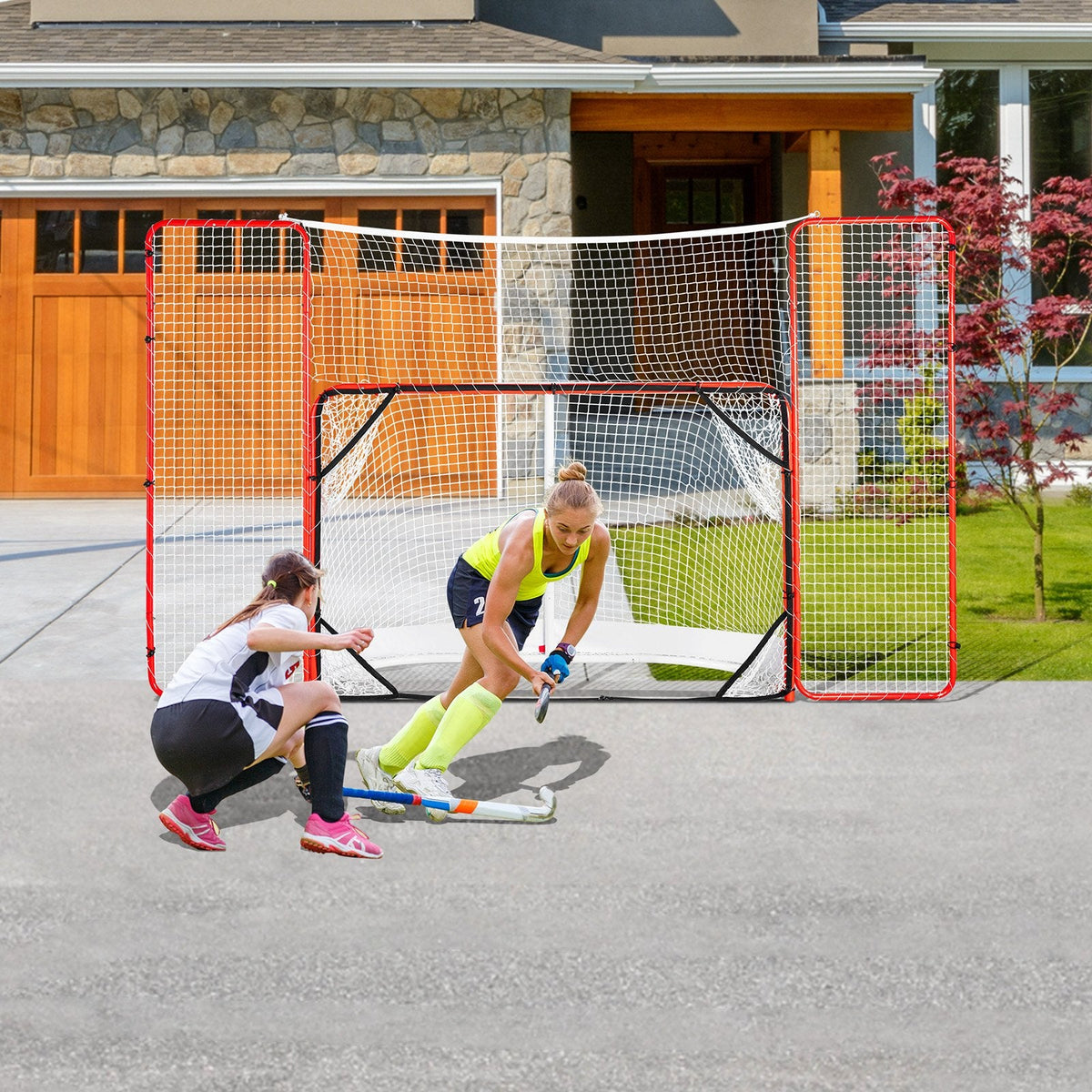 VEVOR Hockey Goal with Backstop and Targets Street Outdoor Steel