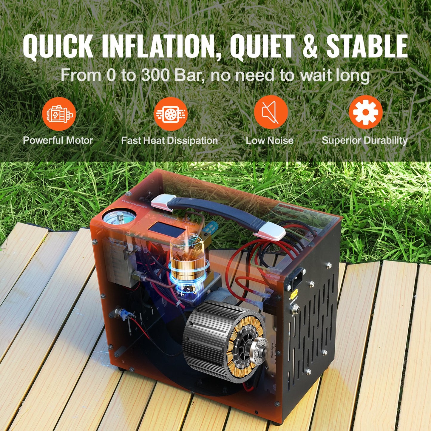 PCP Air Compressor, 4500PSI/30Mpa Portable PCP Airgun Compressor with