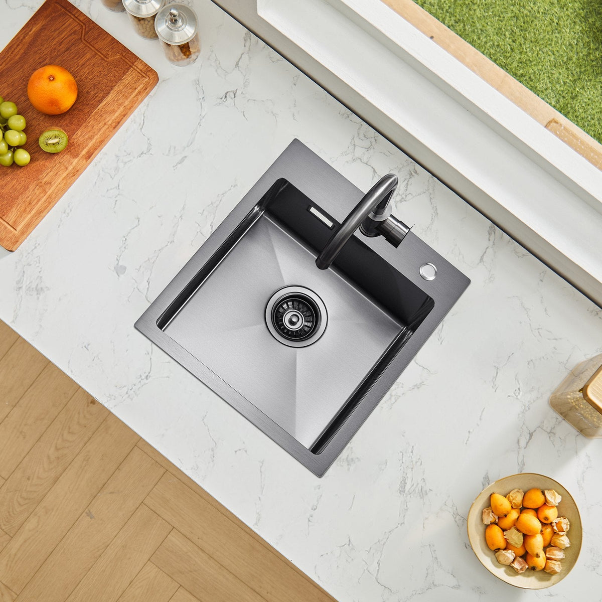 VEVOR 40cm Kitchen Sink Workstation, 304 Stainless Steel Top Mount