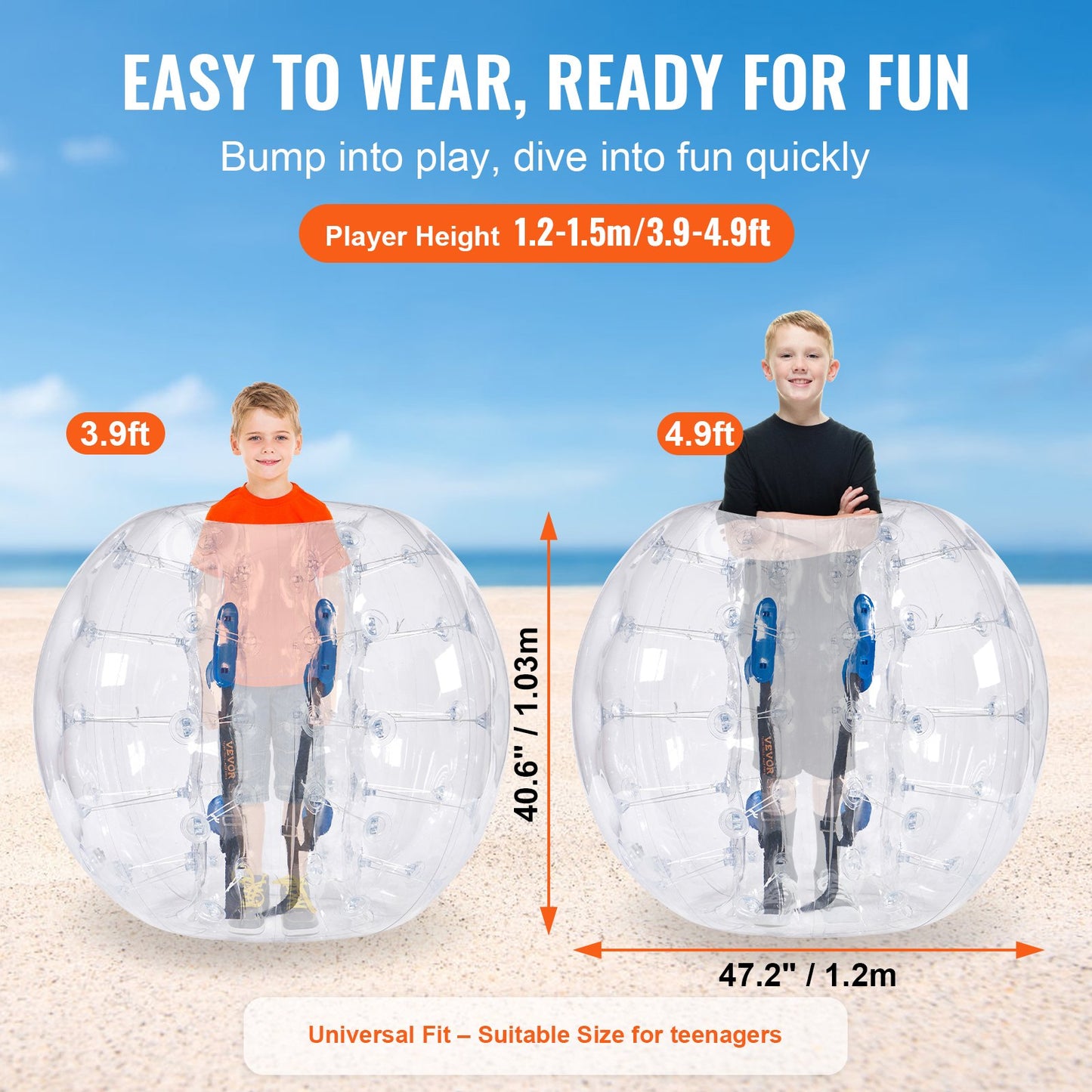 Inflatable Bumper Ball 1-Pack, 4FT/1.2M Body Sumo Zorb Balls for Teen
