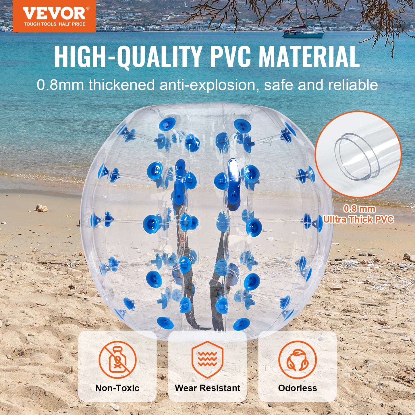 Inflatable Bumper Ball 1-Pack, 4FT/1.2M Body Sumo Zorb Balls for Teen