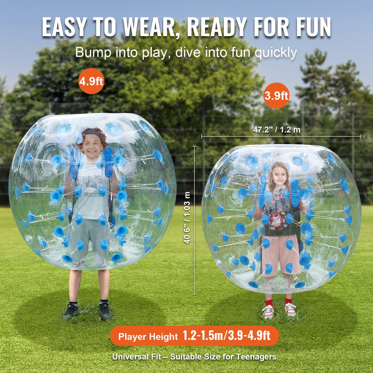 Inflatable Bumper Ball 1-Pack, 4FT/1.2M Body Sumo Zorb Balls for Teen