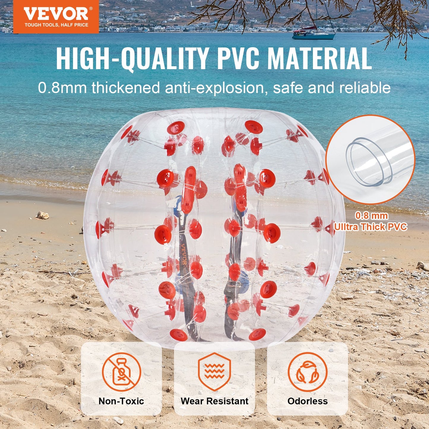 Inflatable Bumper Ball 1-Pack, 4FT/1.2M Body Sumo Zorb Balls for Teen