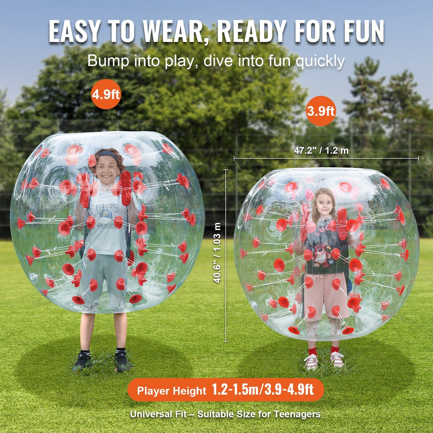 Inflatable Bumper Ball 1-Pack, 4FT/1.2M Body Sumo Zorb Balls for Teen