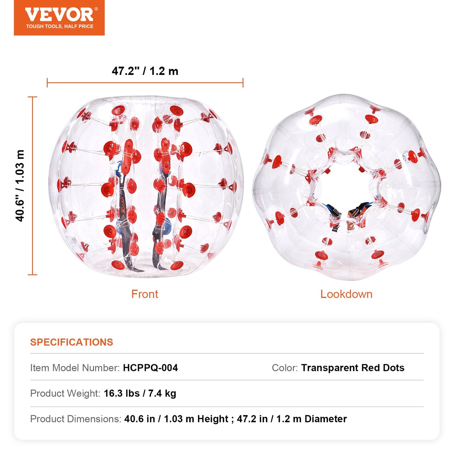 Inflatable Bumper Ball 1-Pack, 4FT/1.2M Body Sumo Zorb Balls for Teen
