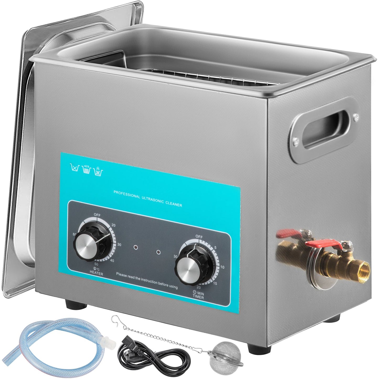 6L Ultrasonic Cleaner, 304 Stainless Steel Professional Knob Control,