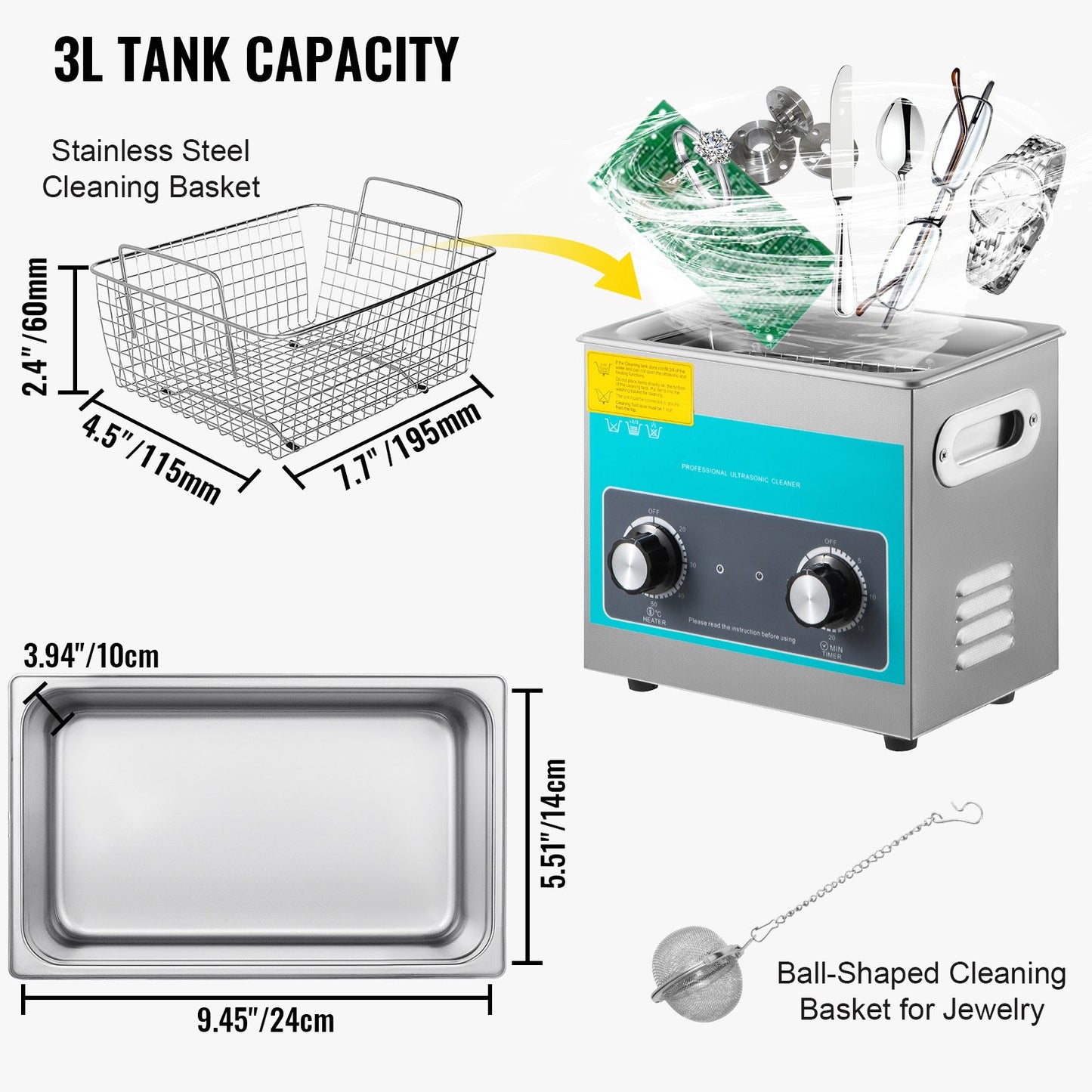 Knob Ultrasonic Cleaner 3L 40kHz Ultrasonic Cleaning Machine Knob