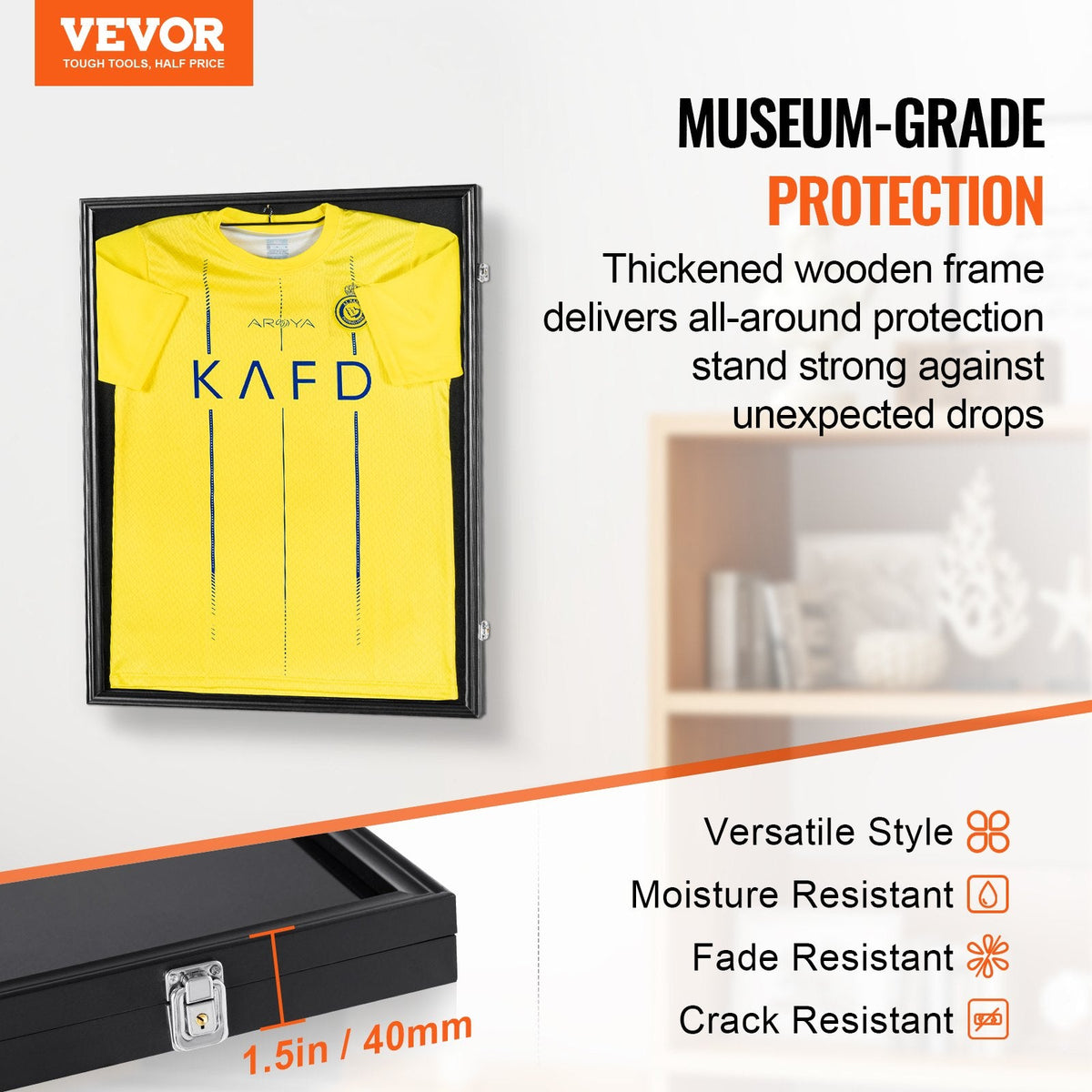 VEVOR Jersey Display Frame Case, 24 x 32 x 1.5 in/61 x 81.3 x 3.8 cm,
