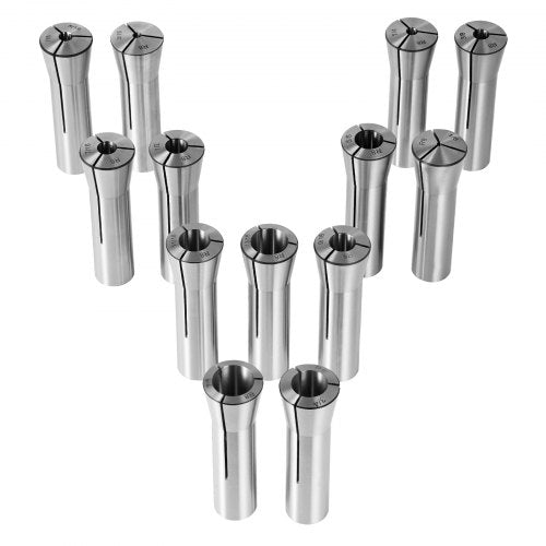 13 pcs Precision R8 Collet Set, 1/8 - 7/8, 45# Mill Collet Chuck