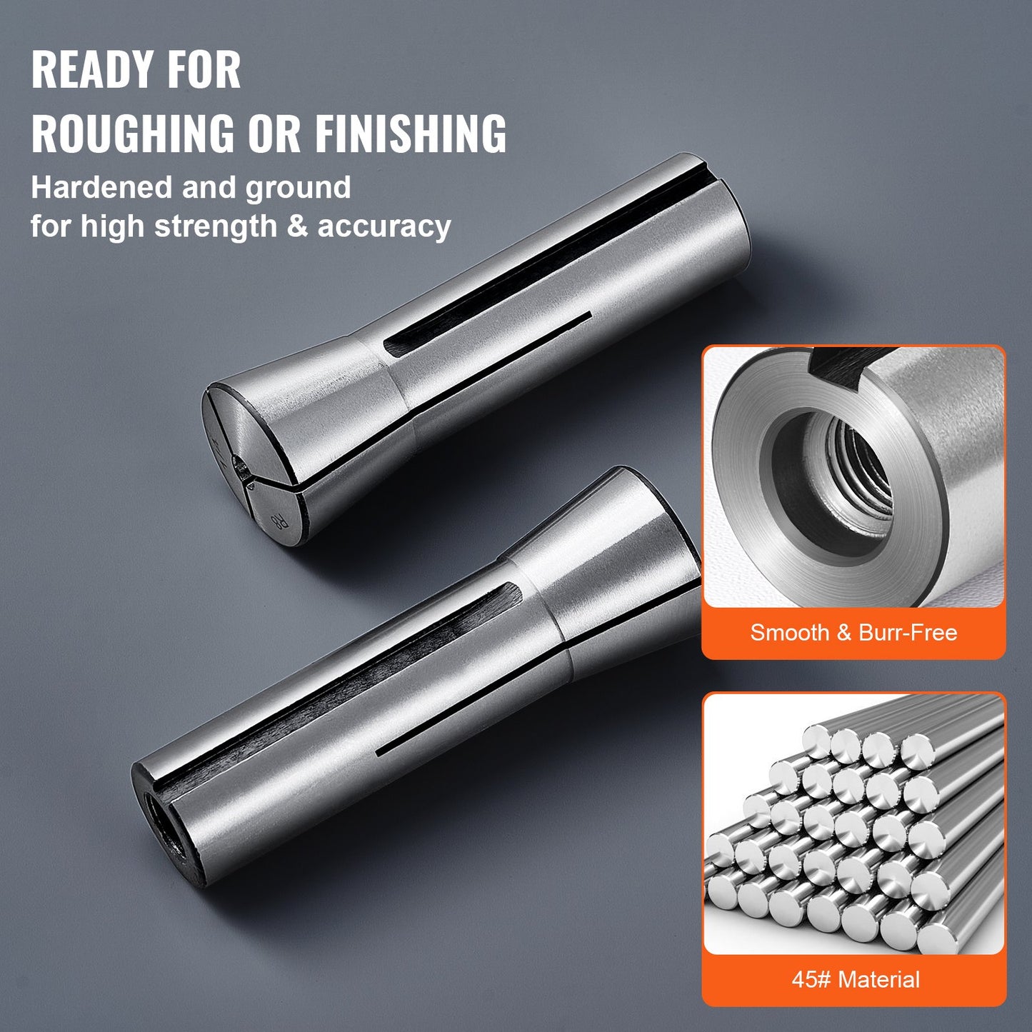 13 pcs Precision R8 Collet Set, 1/8 - 7/8, 45# Mill Collet Chuck