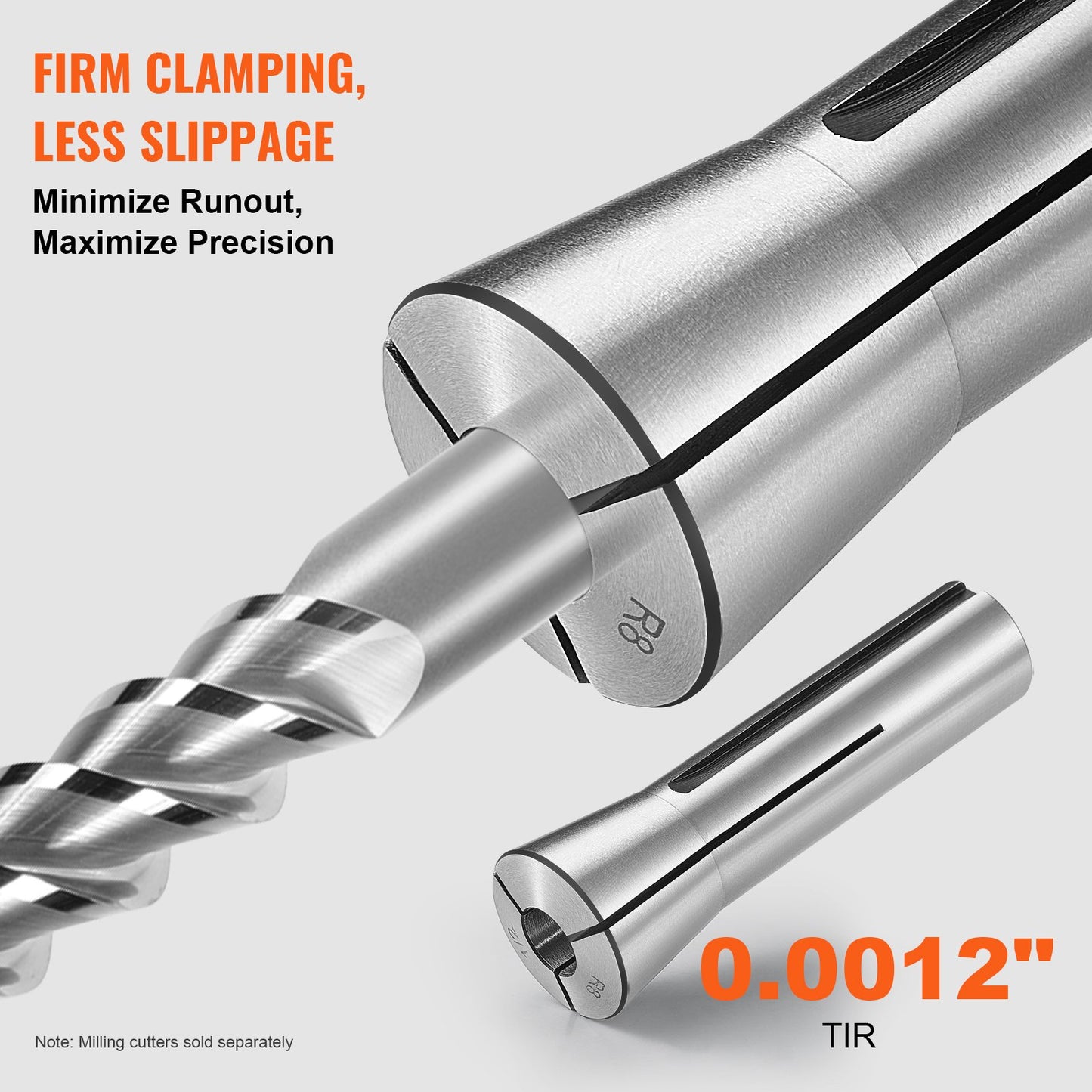 13 pcs Precision R8 Collet Set, 1/8 - 7/8, 45# Mill Collet Chuck