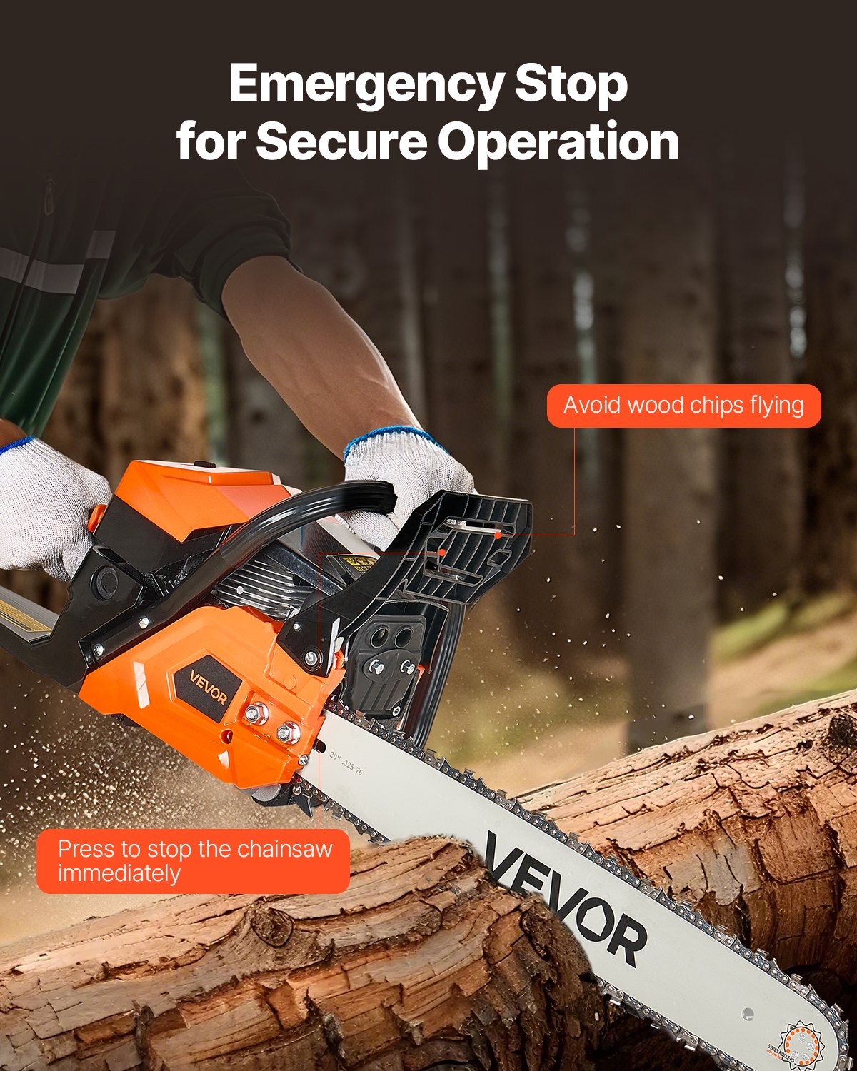 62 cc Gas Chainsaw, 20 inch Gas Powered Chainsaw, 3.6 HP Power Chain