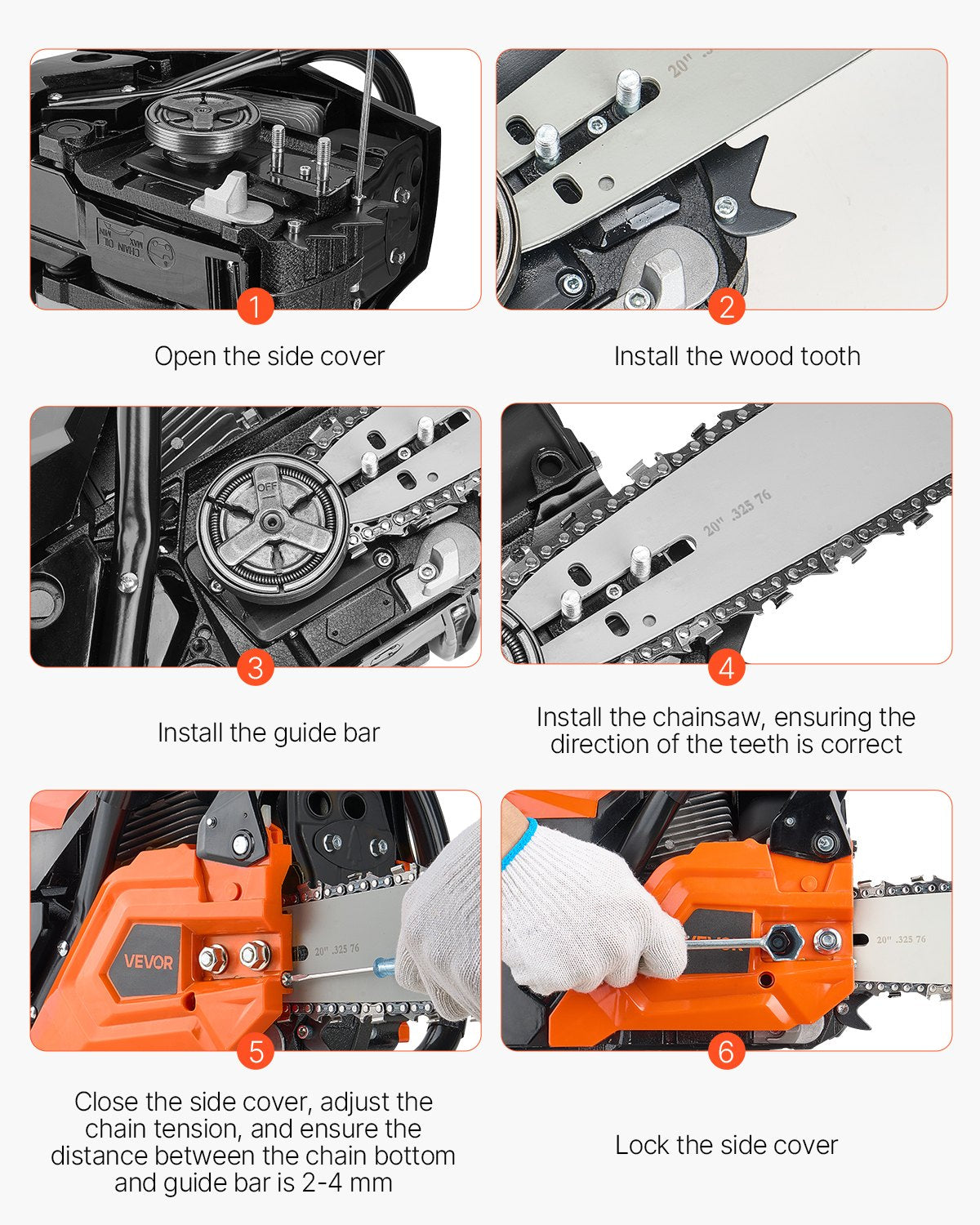 62 cc Gas Chainsaw, 20 inch Gas Powered Chainsaw, 3.6 HP Power Chain