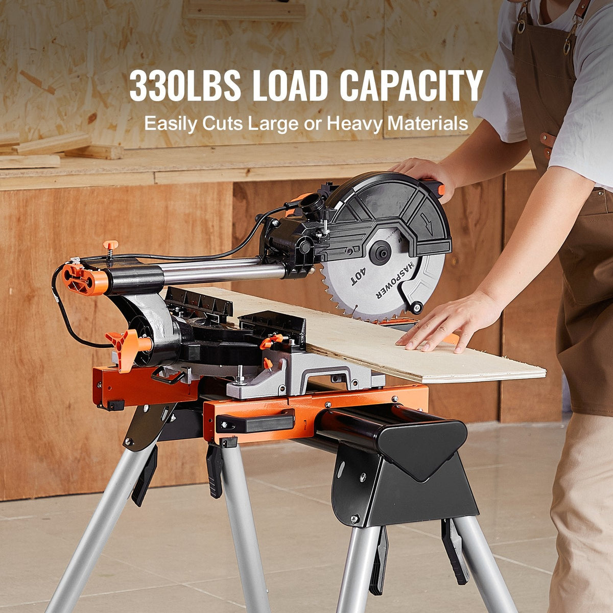 VEVOR Miter Saw Stand, 330lbs Load Capacity Steel Collapsible Stand