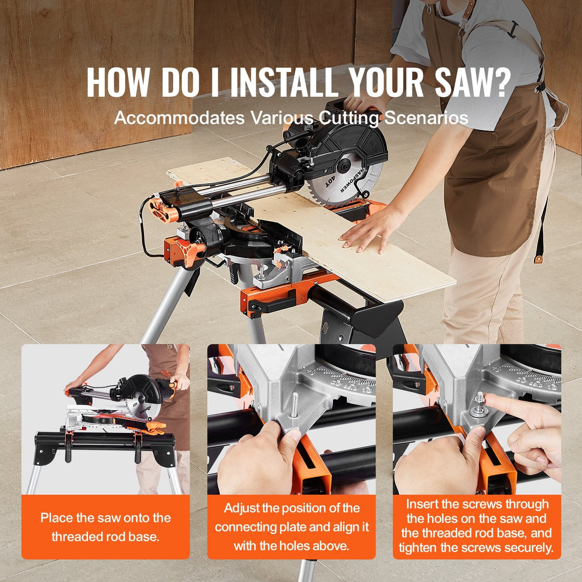 VEVOR Miter Saw Stand, 330lbs Load Capacity Steel Collapsible Stand