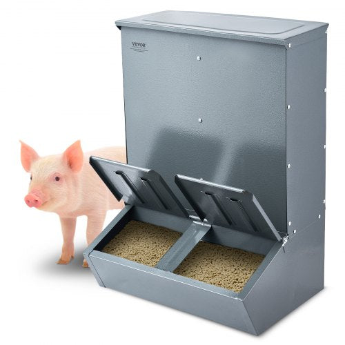 Hog Feeder, 3.7 Bushel Capacity, Double Door Pig Feeder, Heavy Duty