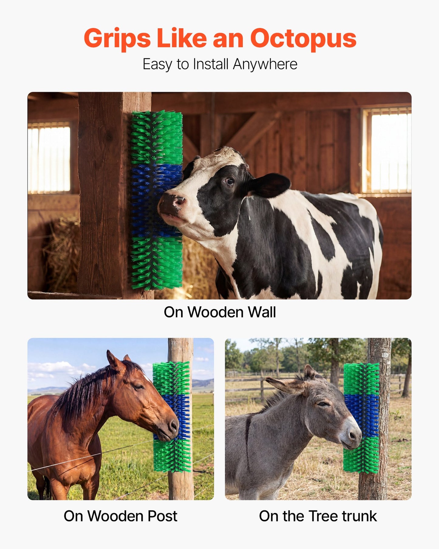 Livestock Scratching Brush, 1PC Goat Scratcher Brush Post with 4