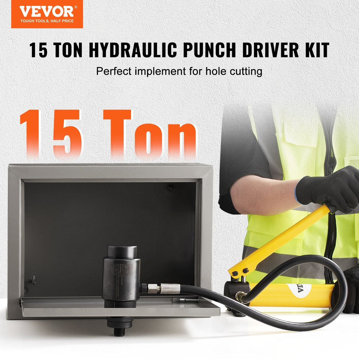VEVOR 15 Ton Hydraulic Knockout Punch Driver Kit Hole Tool