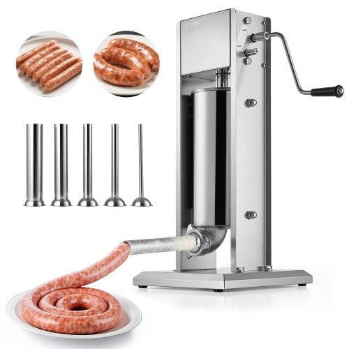 Manual Sausage Stuffer, 11 LBS / 5 L Vertical Meat Stuffer, Dual-Speed