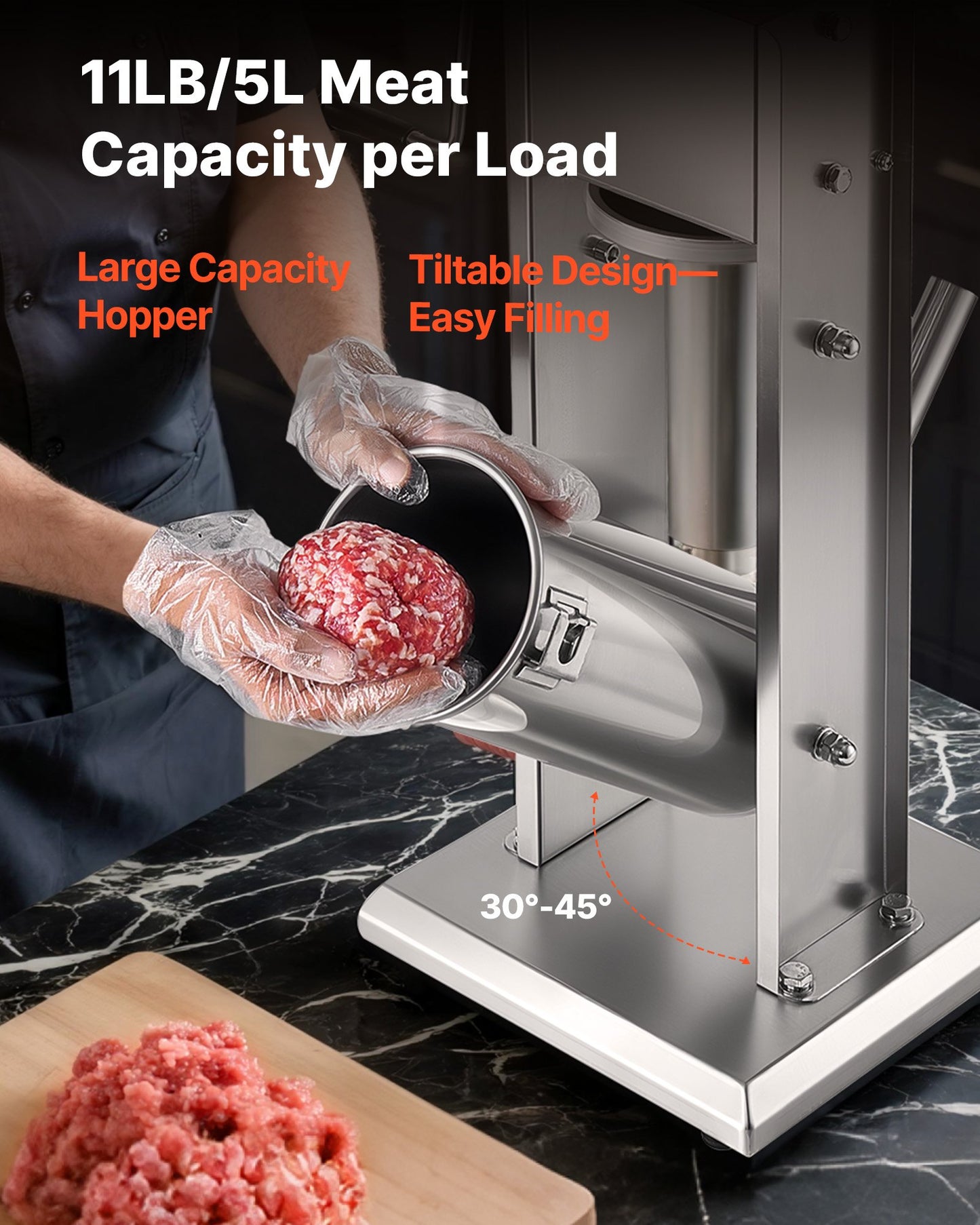 Manual Sausage Stuffer, 11 LBS / 5 L Vertical Meat Stuffer, Dual-Speed