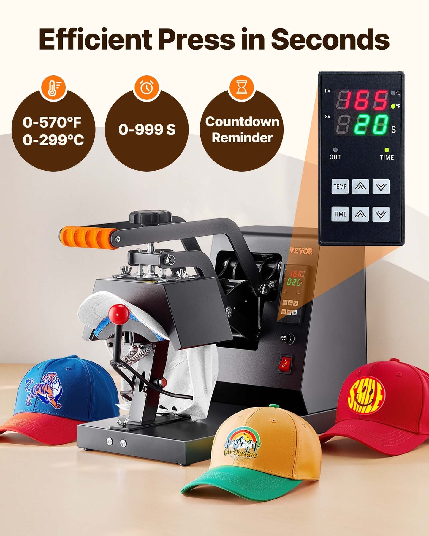 Hat Heat Press, 4-in-1 Cap Heat Press Machine, 15.24 x 7.6 cm