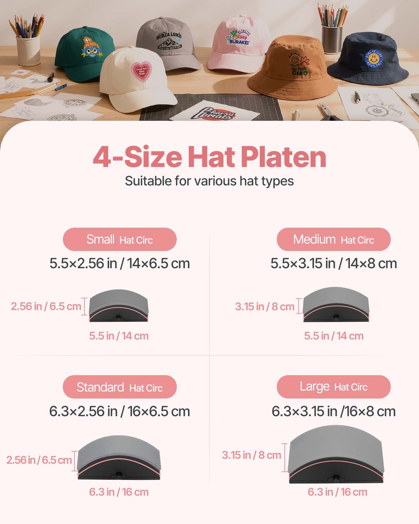 Hat Heat Press Machine, with 4pcs Interchangeable Platens, Precise