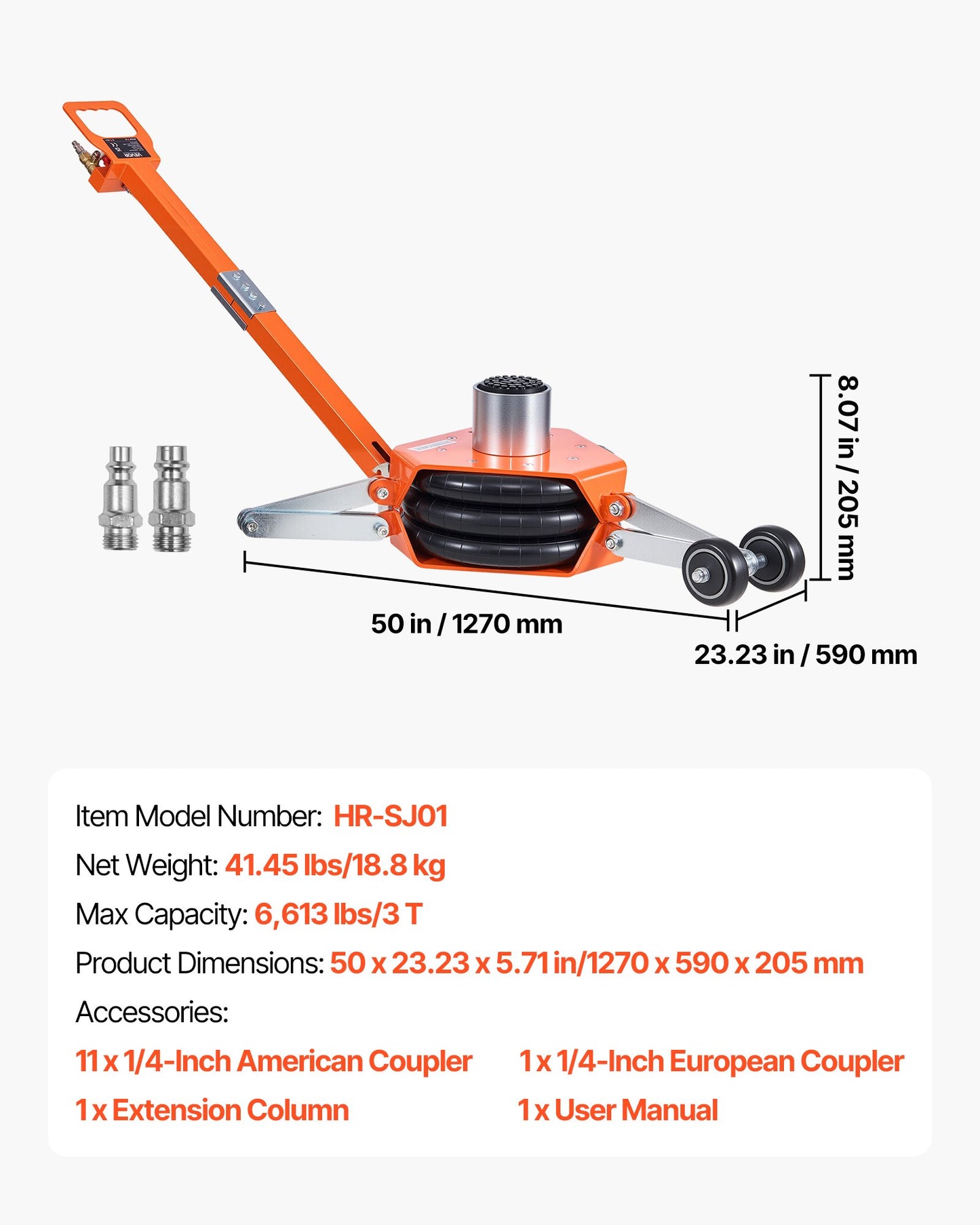 Air Jack, 3 Ton Triple Bag Air Jack, Airbag with Support Rod, Lift Up