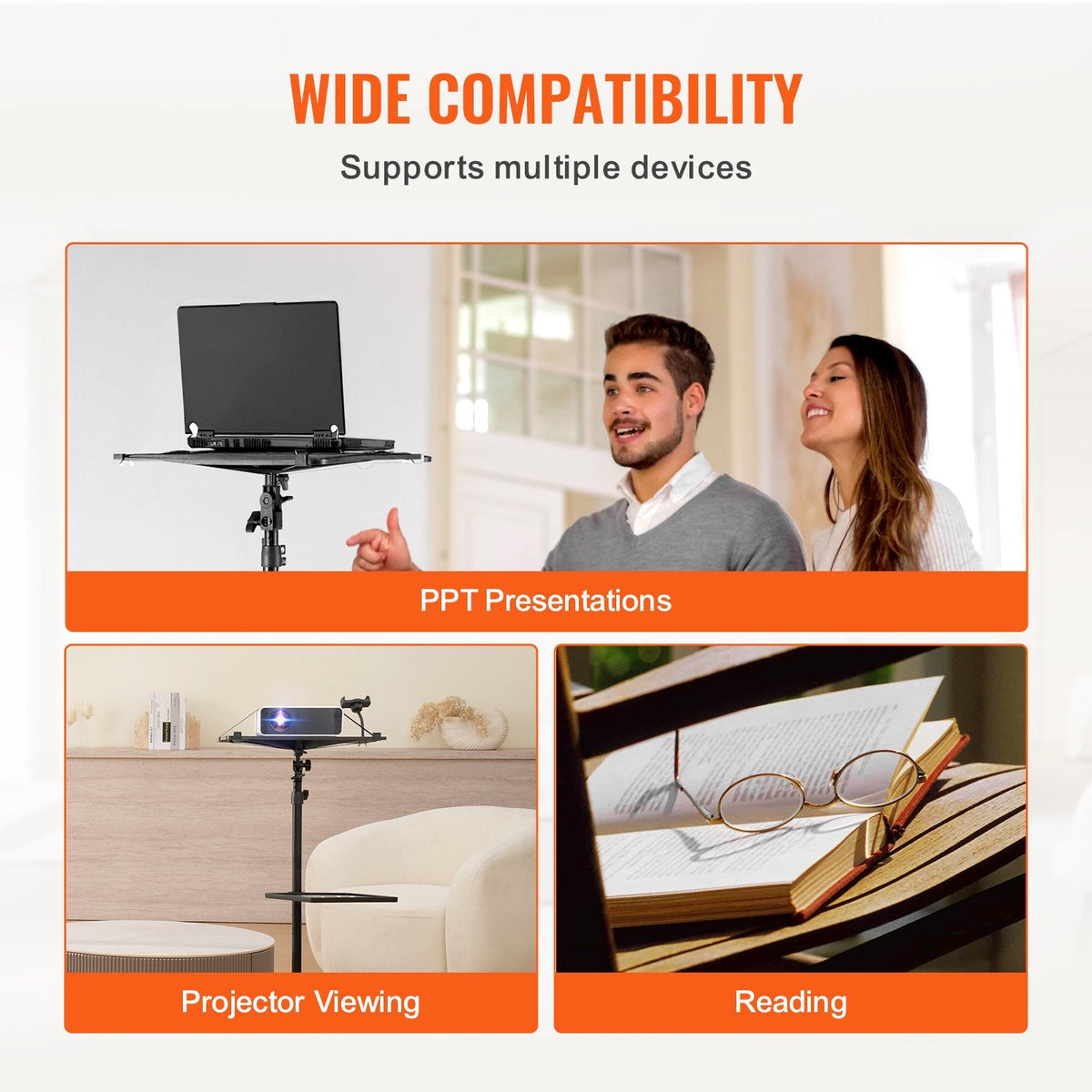 VEVOR Projector Stand with Wheels, Laptop Stand Tripod Adjustable