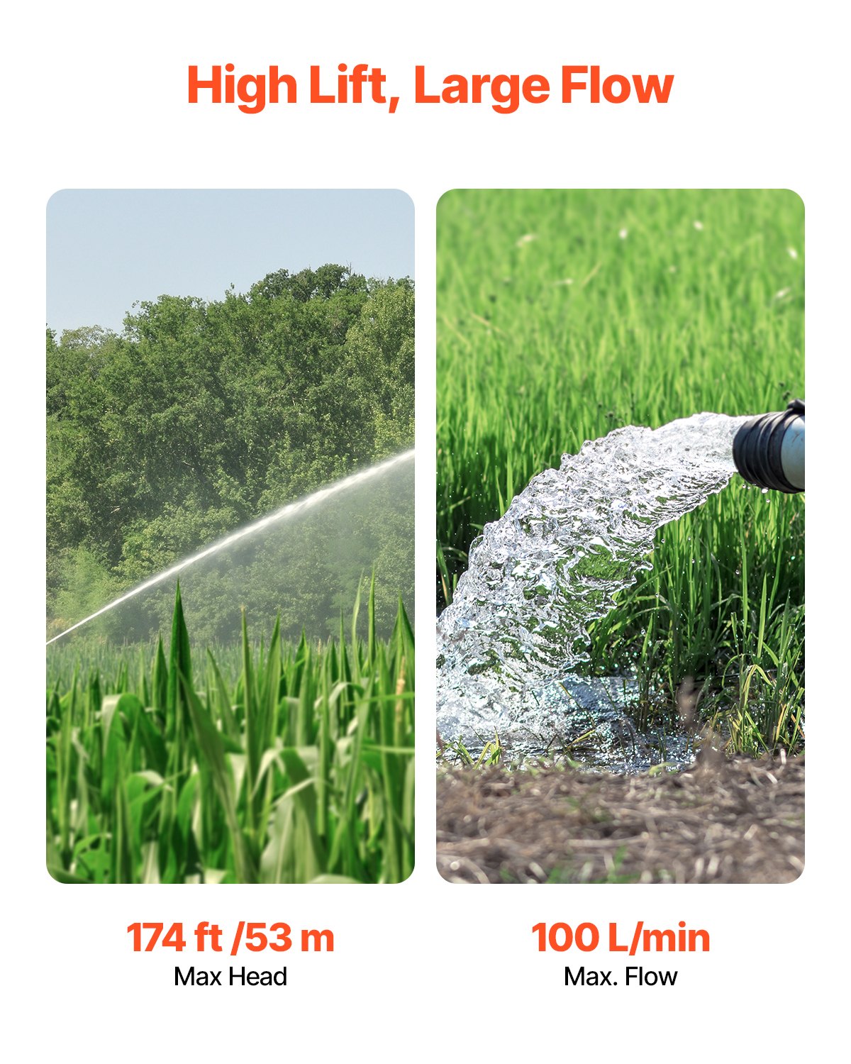 VEVOR Deep Well Submersible Pump, 910W Input Power, 230V, 100 L/min