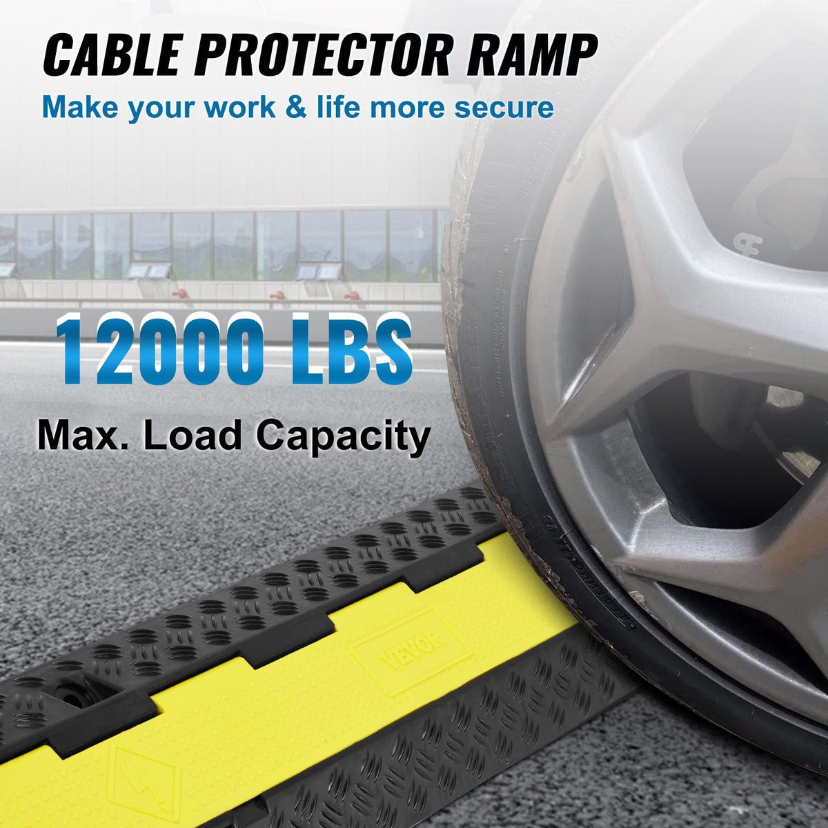 VEVOR 3 Pack Rubber Cable Protector Ramp, 2 Channel, 5443.1 kg/axle
