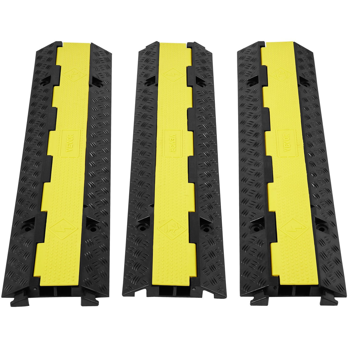 VEVOR 3 Pack Rubber Cable Protector Ramp, 2 Channel, 5443.1 kg/axle