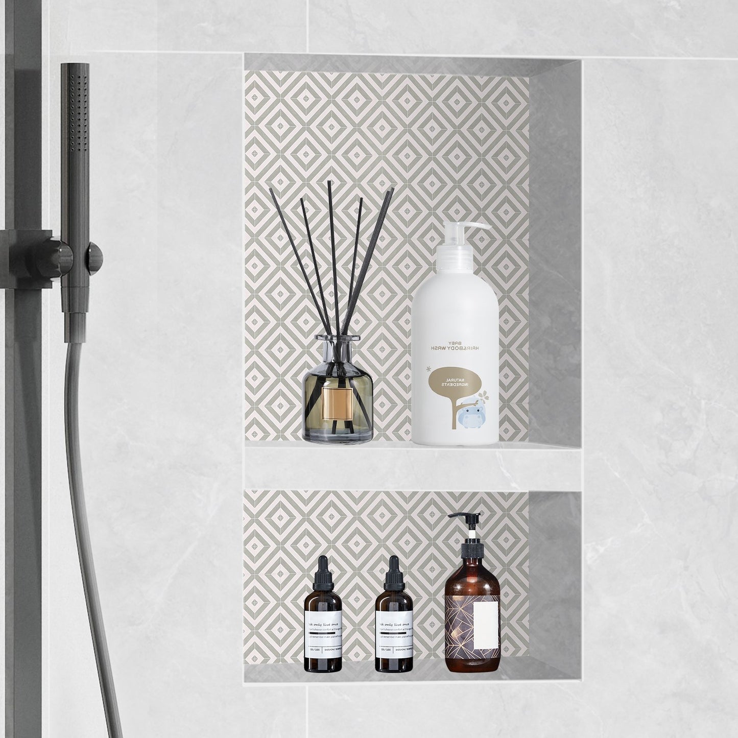 Shower Niche Ready for Tile 40.64 x 60.96 cm, Double Shelf Organizer,