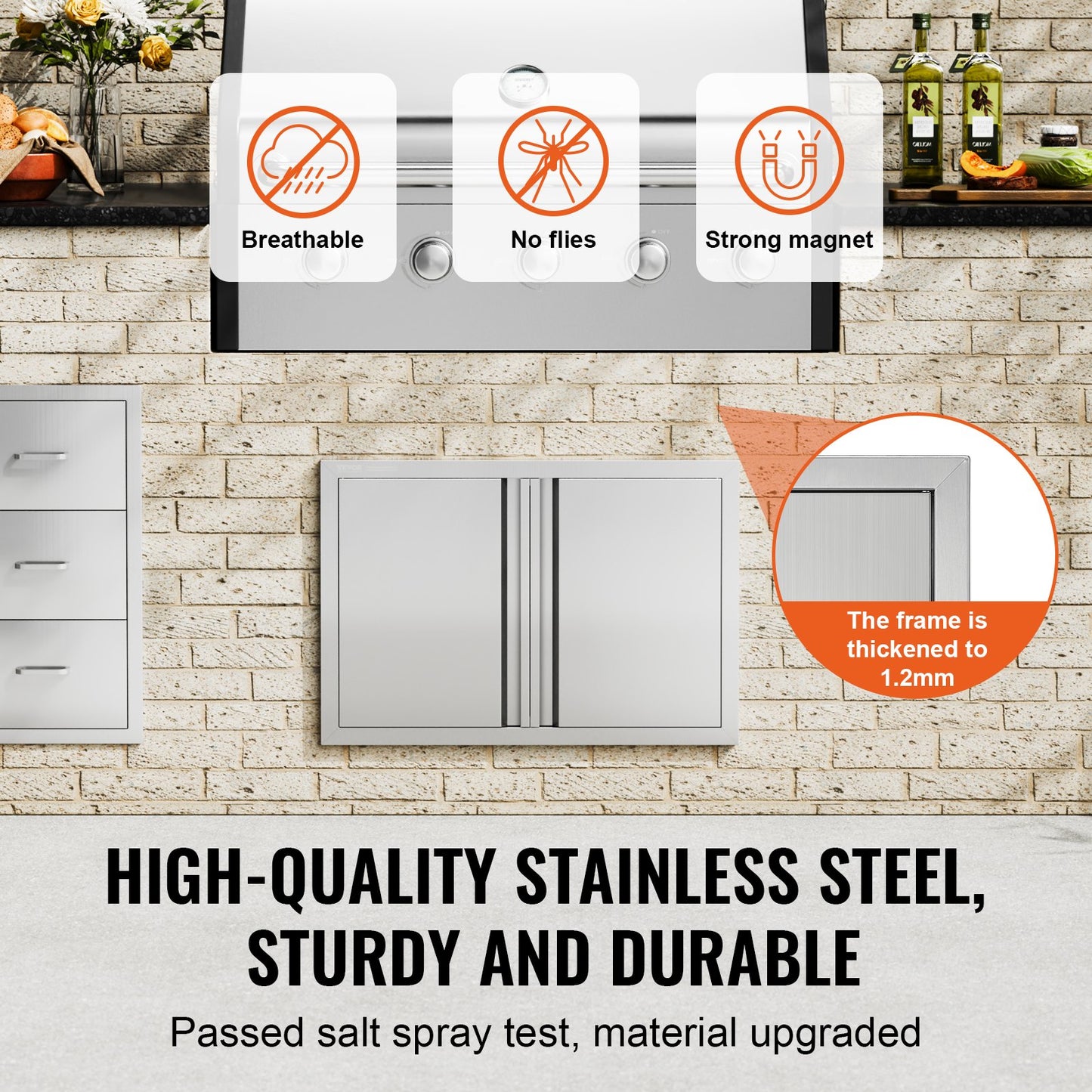 BBQ Access Door, 710x482 mm Double Outdoor Kitchen Door, Stainless