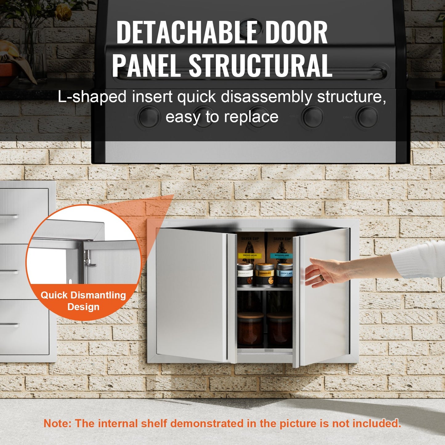 BBQ Access Door, 710x482 mm Double Outdoor Kitchen Door, Stainless