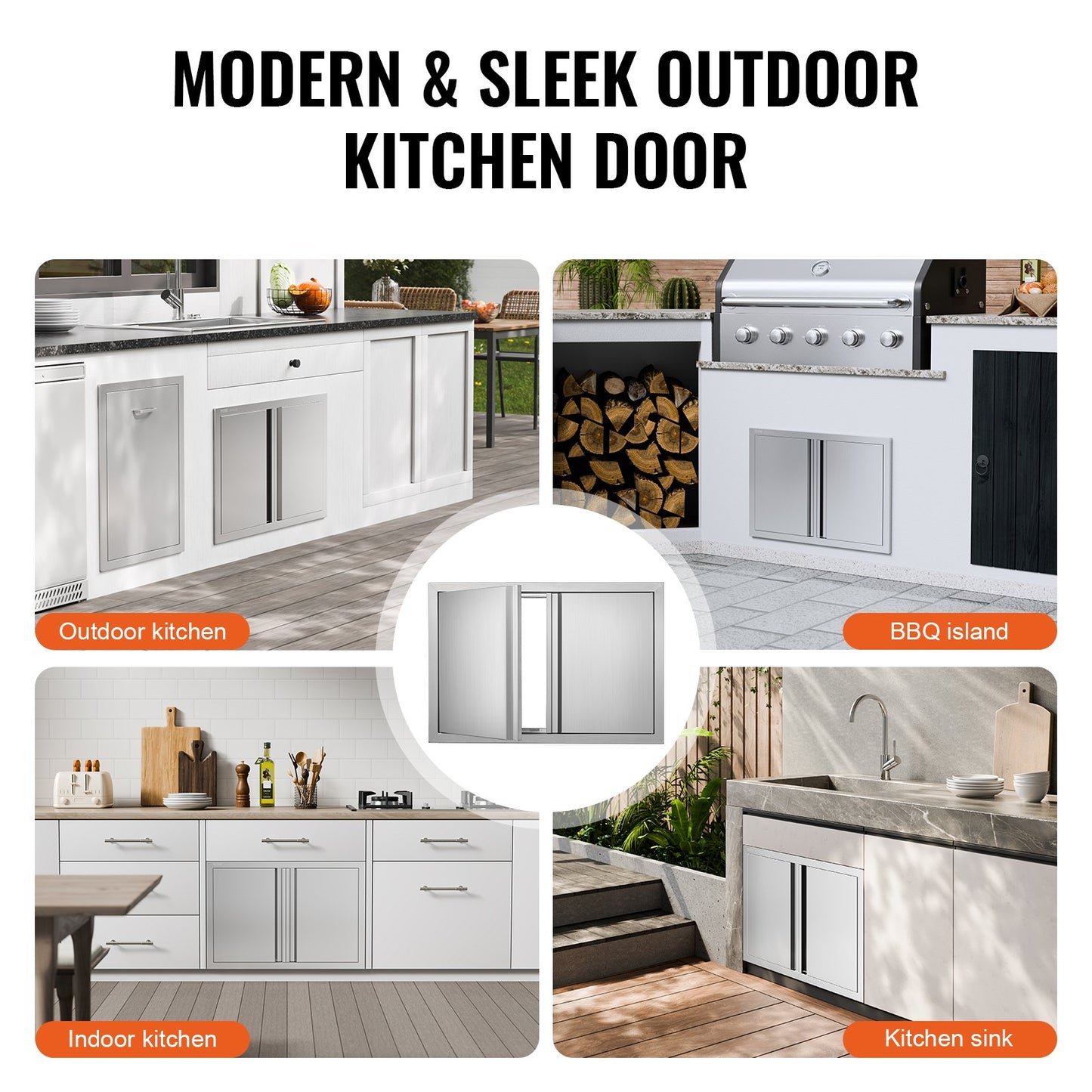 BBQ Access Door, 710x482 mm Double Outdoor Kitchen Door, Stainless