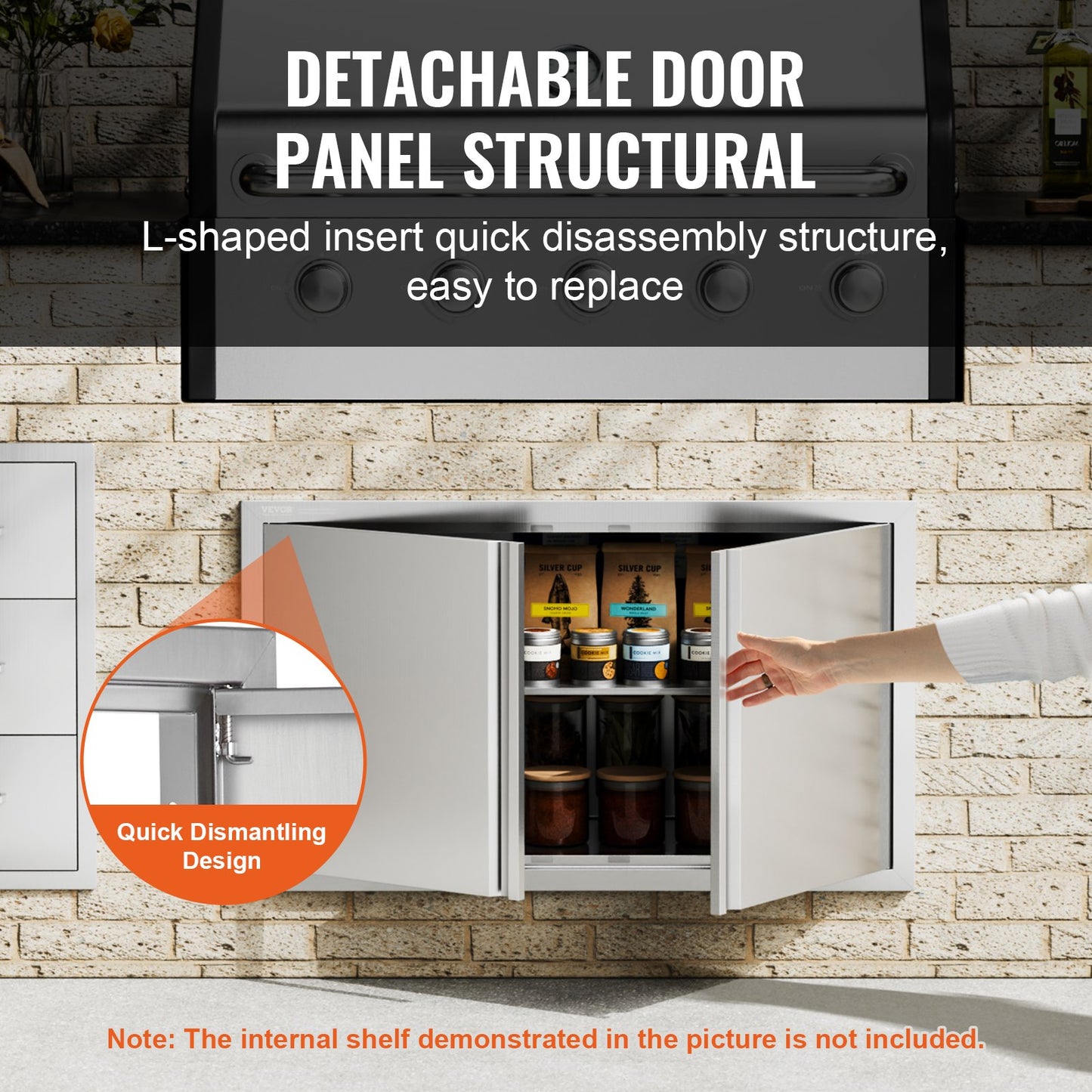 BBQ Access Door, 914x534 mm Double Outdoor Kitchen Door, Stainless