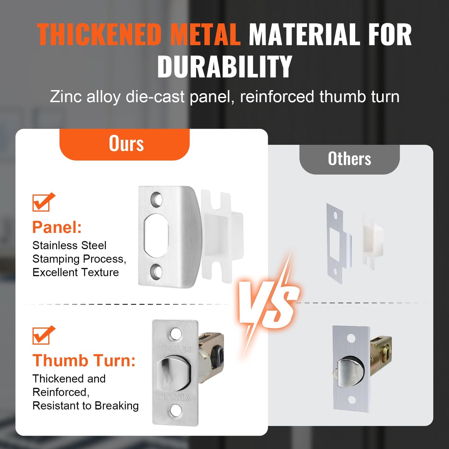 Double Door Handle Set, Double Door Lock Set with Reversible Handle