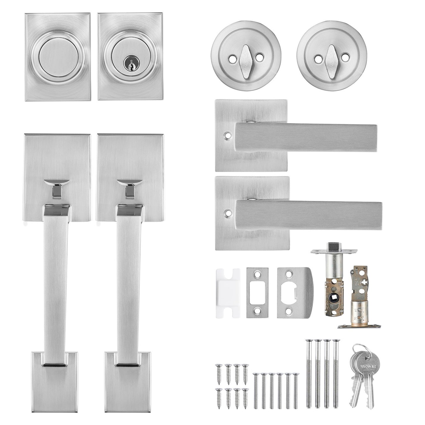 Double Door Handle Set, Double Door Lock Set with Reversible Handle