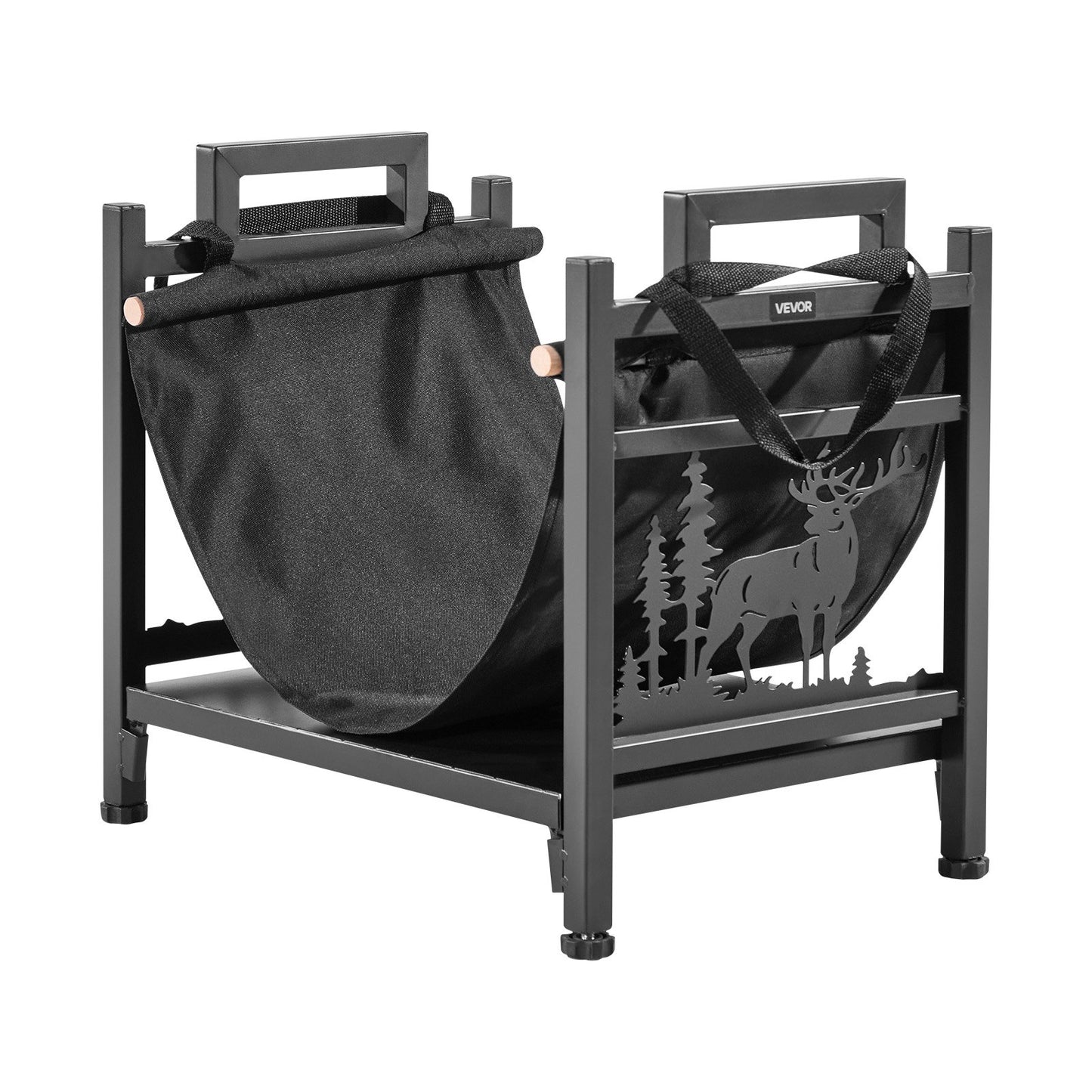 Indoor Firewood Rack, 45cm Curved Log Holder with Canvas Carrier, 18kg
