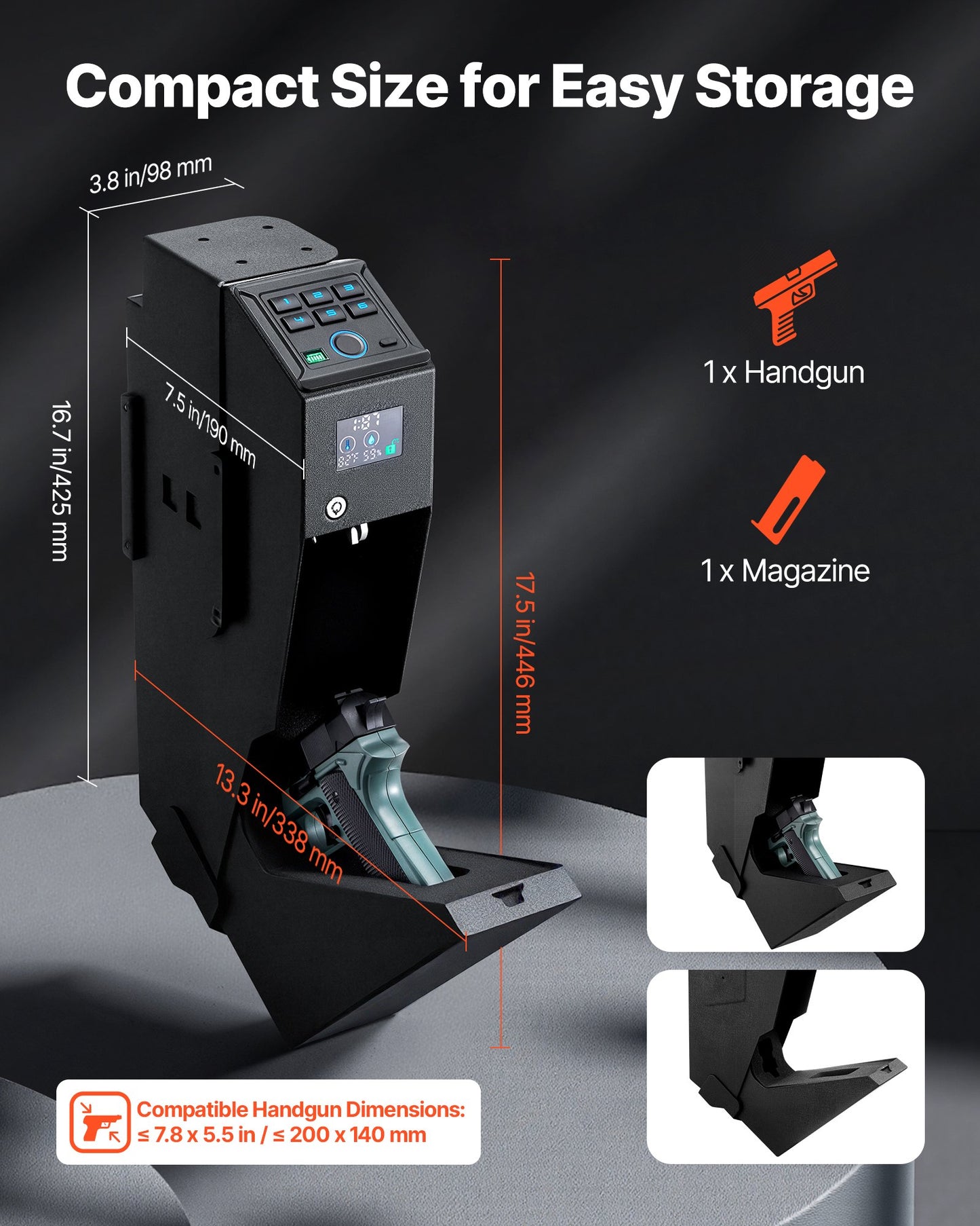 Gun Safe, Slider Handgun Gun Safe with Screen,