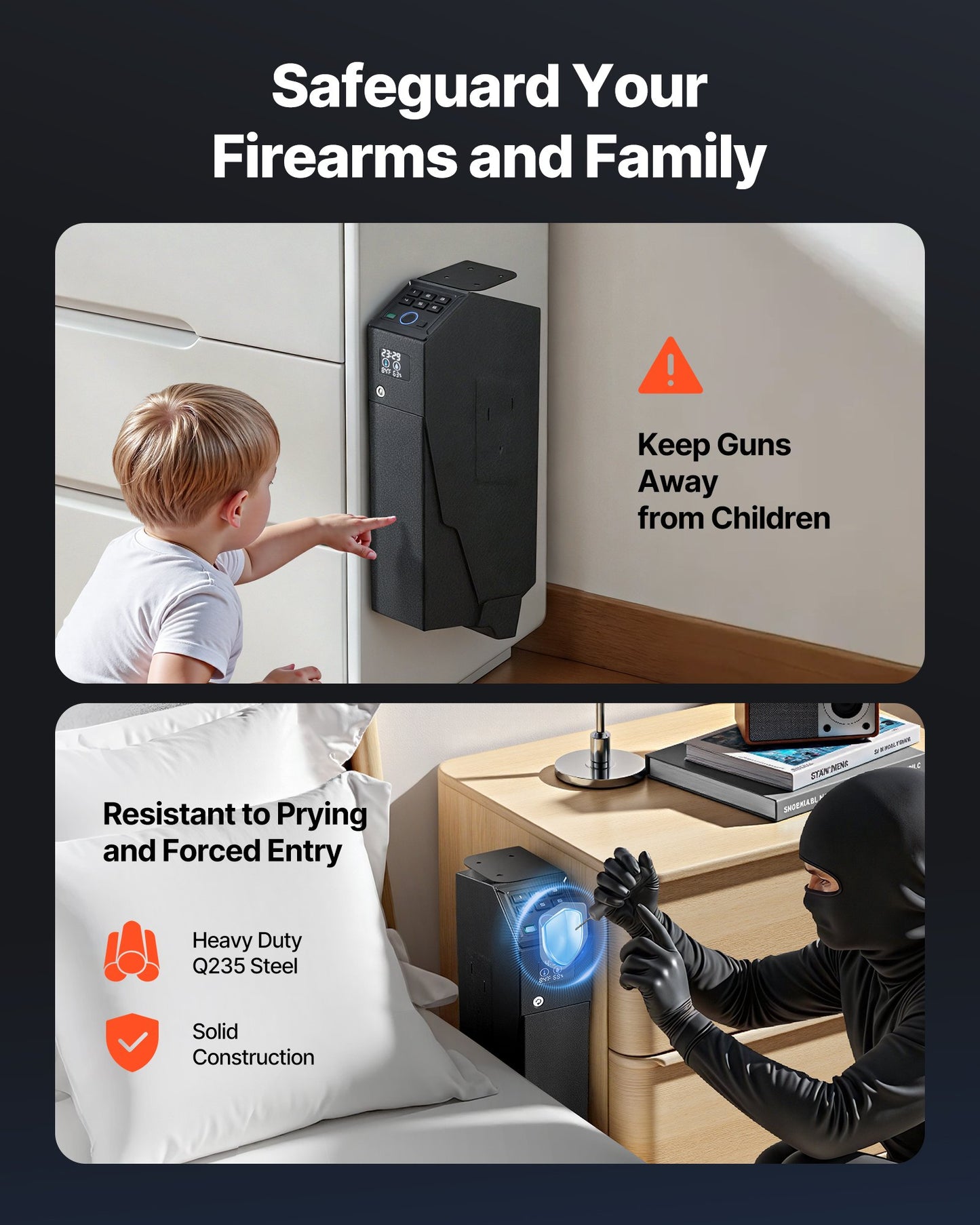 Gun Safe, Slider Handgun Gun Safe with Screen,